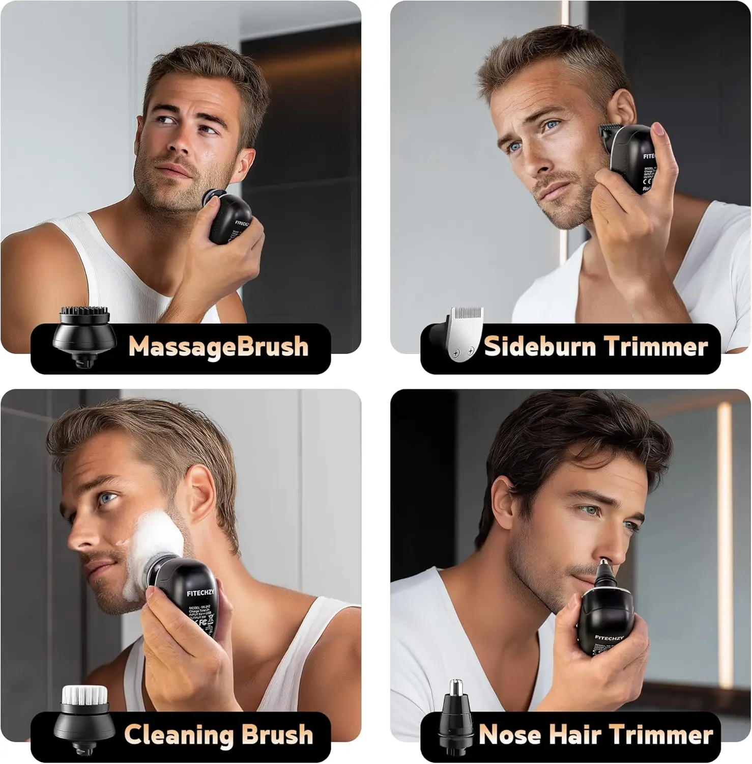 ماكينة حلاقة الرأس للرجال الأصلع ماكينة حلاقة كهربائية للرجال 5 في 1 ماكينة حلاقة كهربائية 9D ماكينة حلاقة برأس عائمة مع شفرات مغناطيسية قابلة للفصل