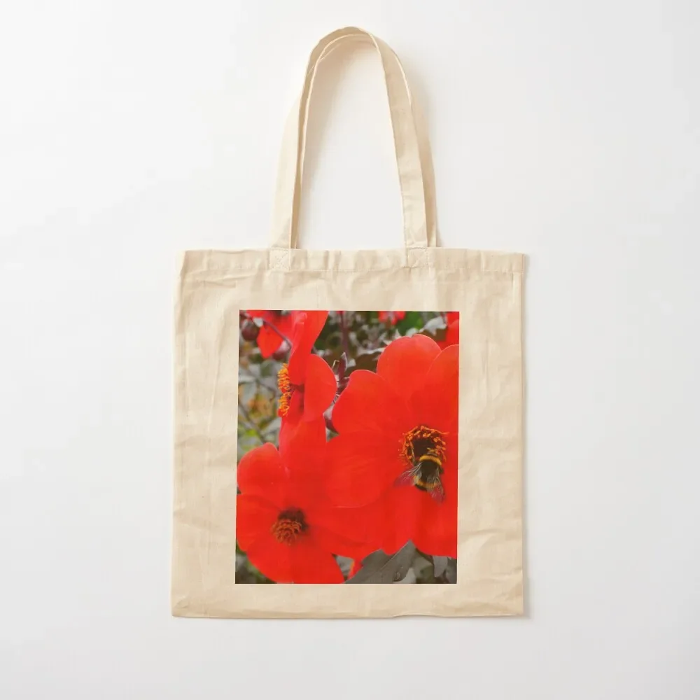 

red flower and bee Tote Bag eco pack the tote bag Tote Bag