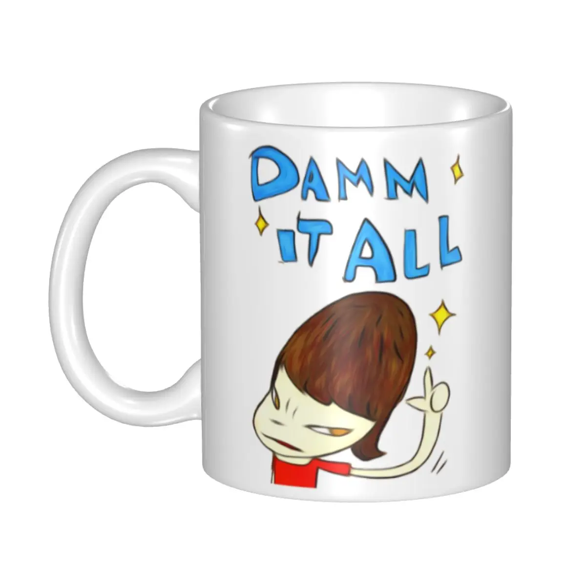 

DIY Yoshitomo Nara Damm It All Ceramic Mug Custom Coffee Cup Creative Gift