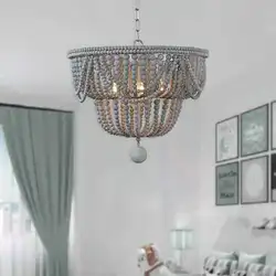 American Style Nordic France Vintage Retro Bohemian Wood Bead Chandelier Bedroom Restaurant Coffee Shop Porch Pendant Lamps