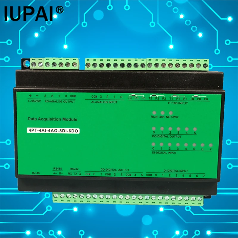 

4PT-4AI-4AO-8DI-6DO 4PT100 Temperature 4-way Analog I/O 8/6-way Digital Input/Output Industrial Controller Automation Module