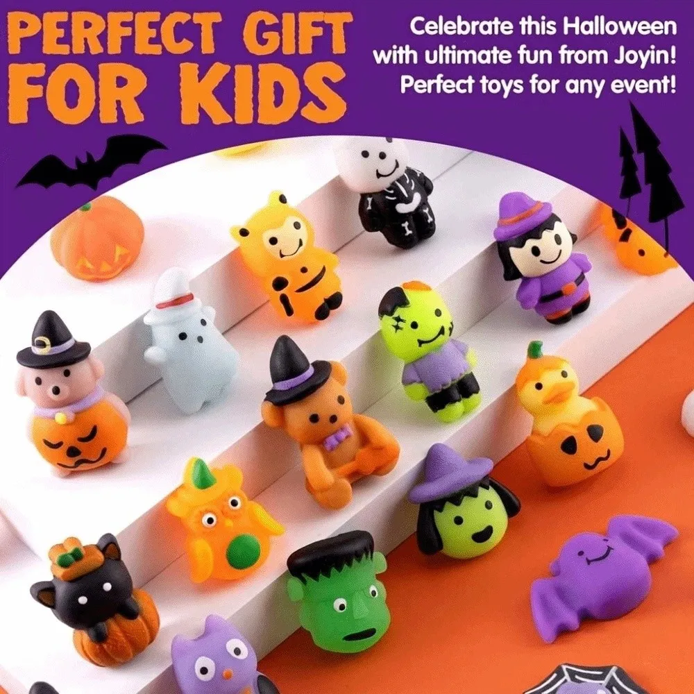50Pcs Mini Halloween Squeeze Toys Anxiety Relief Random Ghost Squishy Toy Hand Relax Soft Realistic Pumpkin Pinch