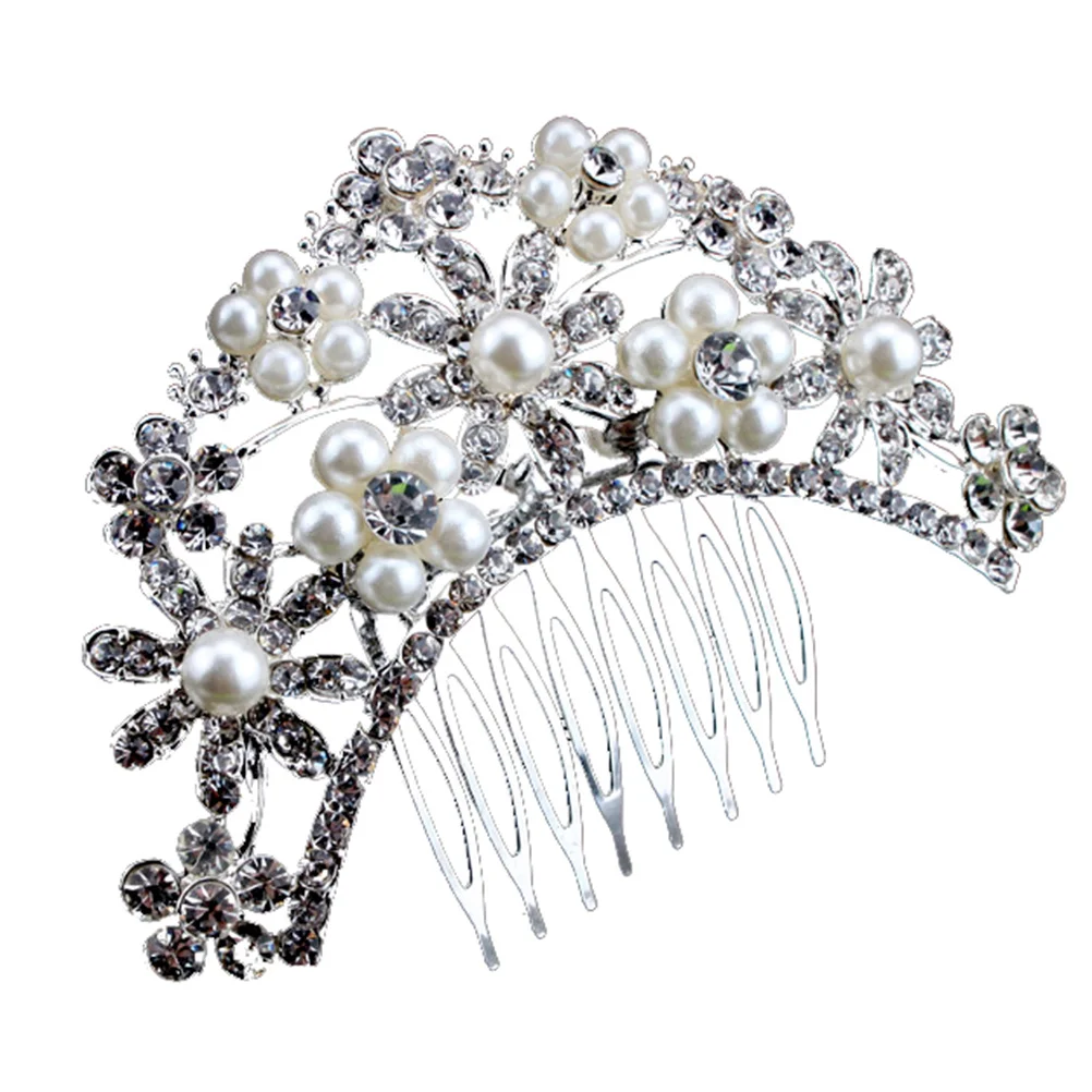

Crystal Simulated Pearl Rhinestone Bridal Hair Comb Elegant Wedding Hair Side Comb Lightweight Comfortable Accessories