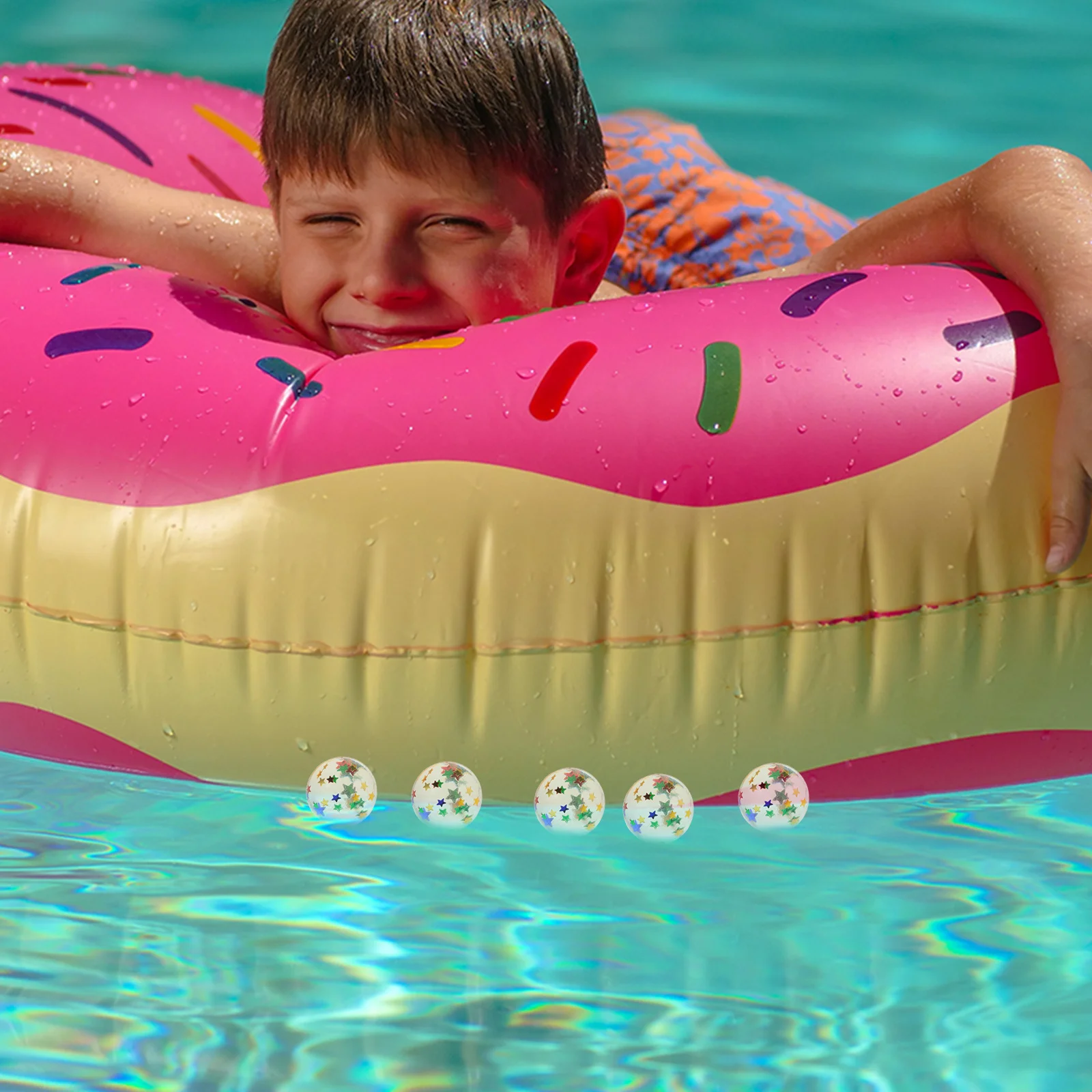 100Pcs Floating Bouncy Balls Colorful Skipping Balls for Pool Play Summer Swimming Pool Accessories