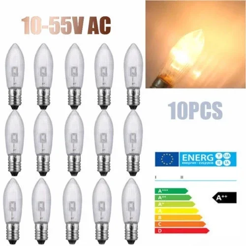 10/1pcs E10 LED Replacement Lamp Bulb Candle Light Bulbs for Light Chains 10 V-55 V AC for Bathroom Kitchen Home Bulbs Decor