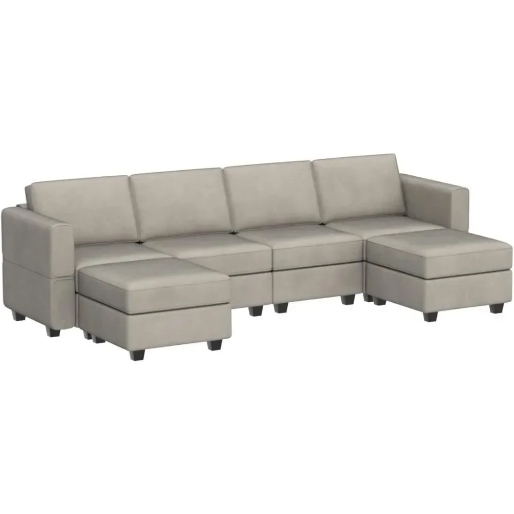 

SAT Canapé sectionnel en velours en forme de U avec siège de rangement, gris, modulaire, chaises réversibles