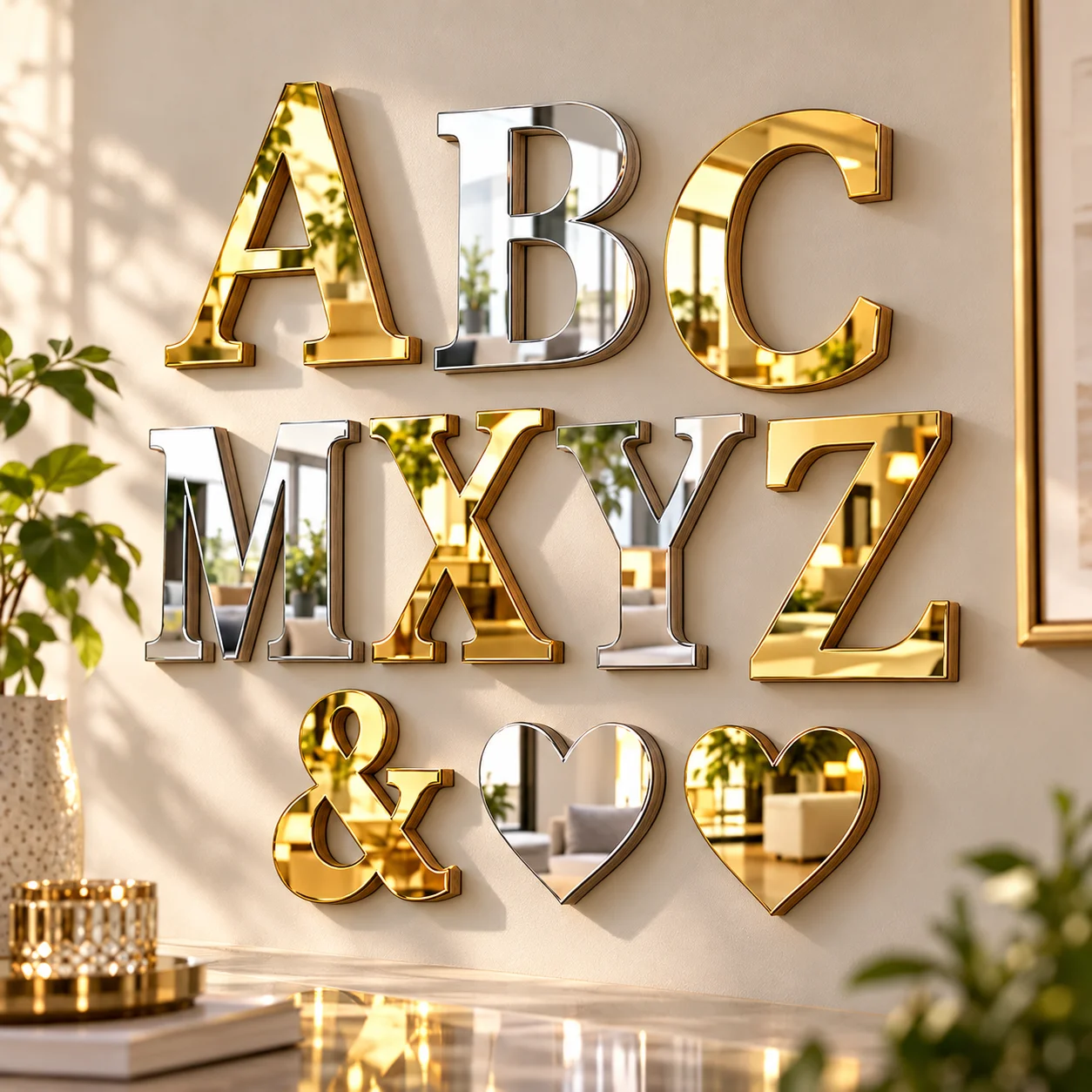 Custom Mirror Acrylic Letters Numbers 3D Reflective Gold Silver Wall Sign DIY Name Logo Home Business Decor