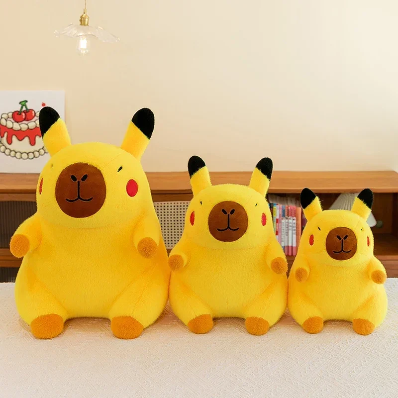 Peluche de Pokémon Pikachu de Capybara, muñeco de peluche de Szie grande, animales de peluche Kawaii, almohada suave, juguetes para niños, regalo de cumpleaños, 30 cm, 38 cm, 50cm