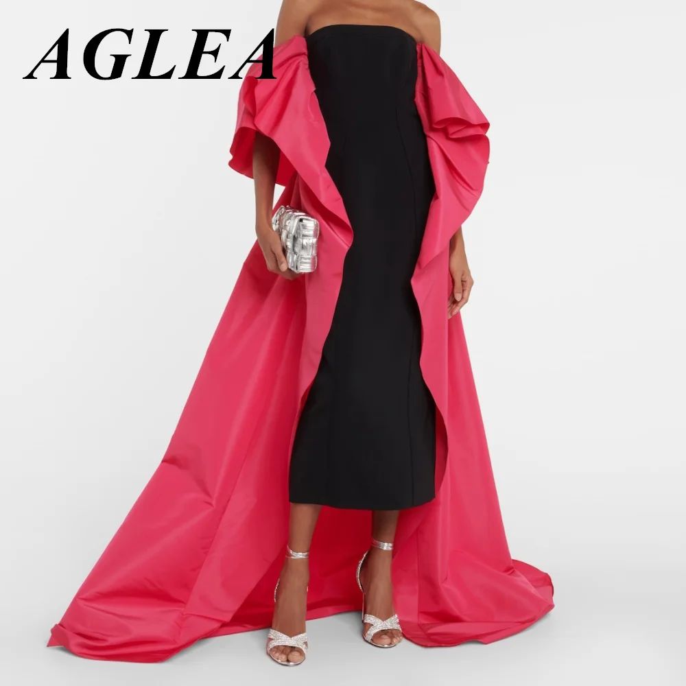 AGLEA-Robe de Soirée en Satin Sans Bretelles pour Femme, Tenue de Bal, de Cocktail, de Mariage, Formelle, Moderne et Simple, 2024