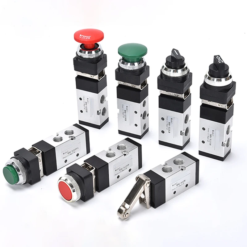 Pneumatic Mechanical Valve 2 Position 5 Way Manual Valve Air Switch Control Valve Push Button Momentary