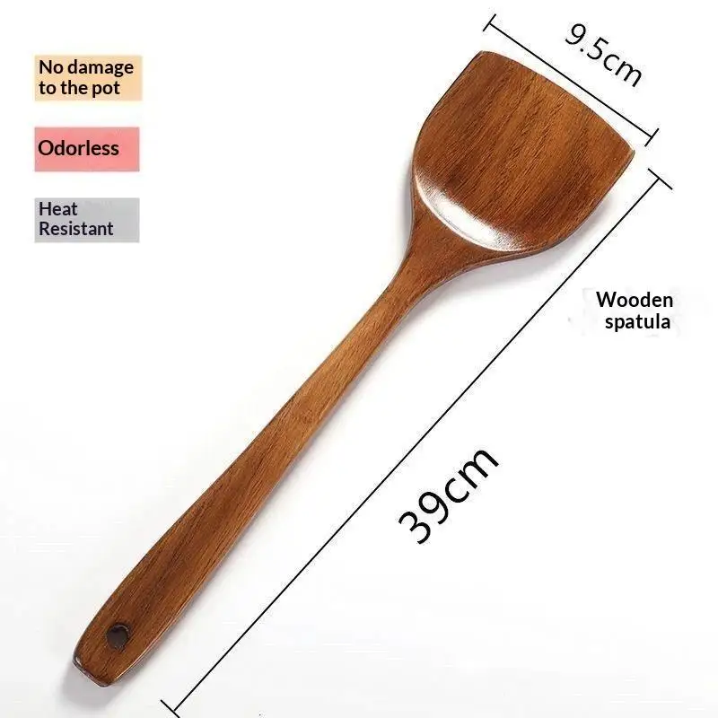 Household Spatula, Wooden Spatula, Non-stick Pan Spatula, Special For Household Use, Long Handle, Wooden Cooking Spatula