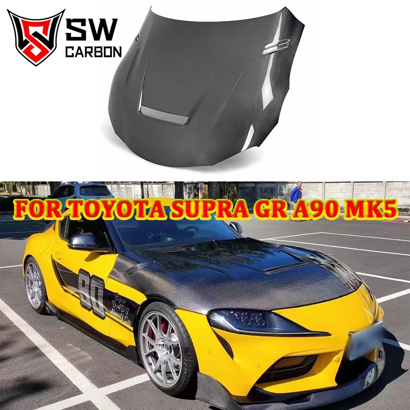 

S-N Стильная крышка двигателя из углеродного волокна для Toyota Supra GR MK5 A90 A91, крышка переднего клапана двигателя автомобиля, крышка радиатора, автозапчасти