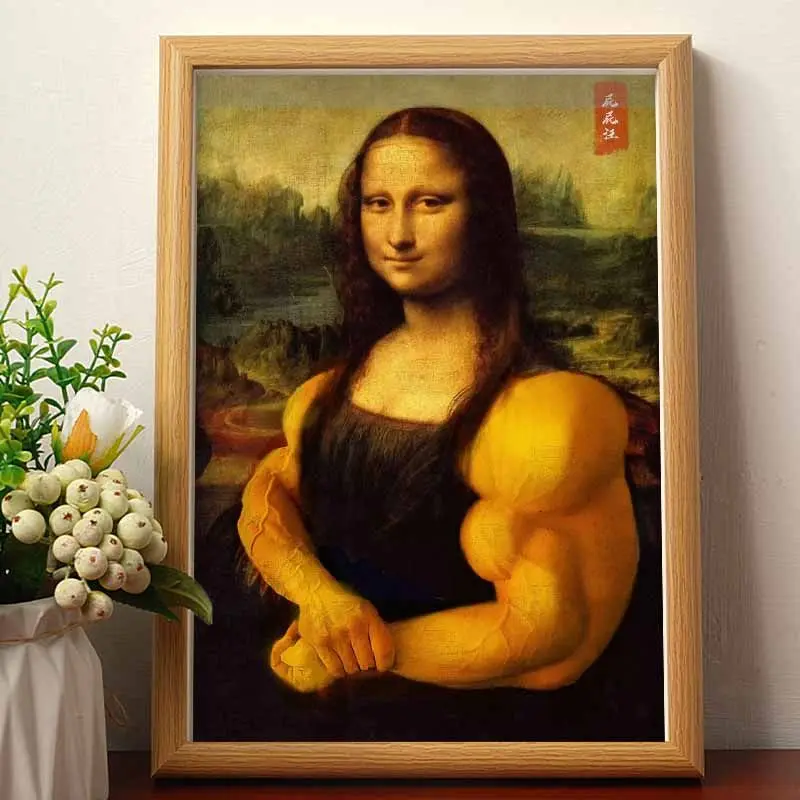 

Muscle Mona Lisa strongman funny hanging painting