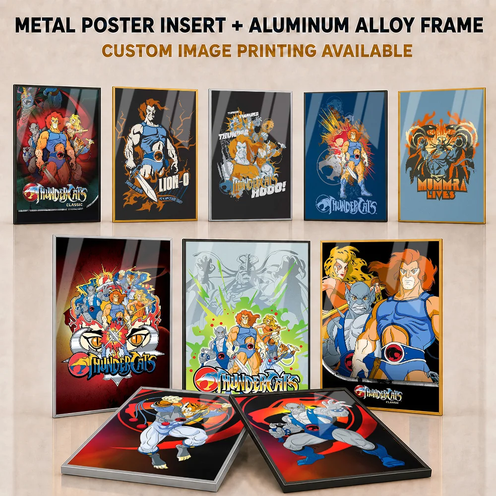 ThunderCats Classic Framed Aluminum Metal Poster Customized Photo Bold Animated Fantasy Style Wall Art For Teen Room Viewer Gift