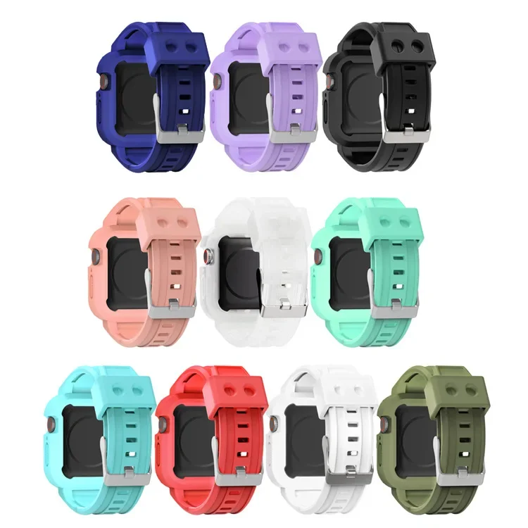 Sport Clear Band and Case para Apple Watch, Pulseira de Silicone, Coréia, iWatch Strap, 7, 6, SE, 5, 4, 3, 2, 41mm, 45mm, 38mm, 40 milímetros, 44 milímetros, 42 milímetros