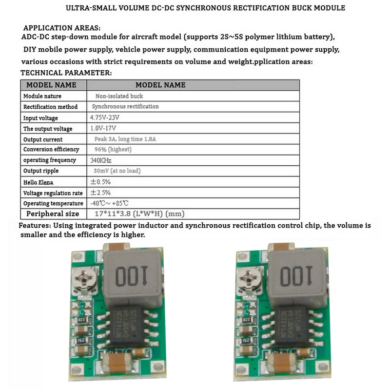 1/ 5/10 PCS 3A MINI DC-DC STEP DOWN CONVERTER VOLT REGULATOR 5V-23V TO 3.3V 6V 9V 12V 340KHz