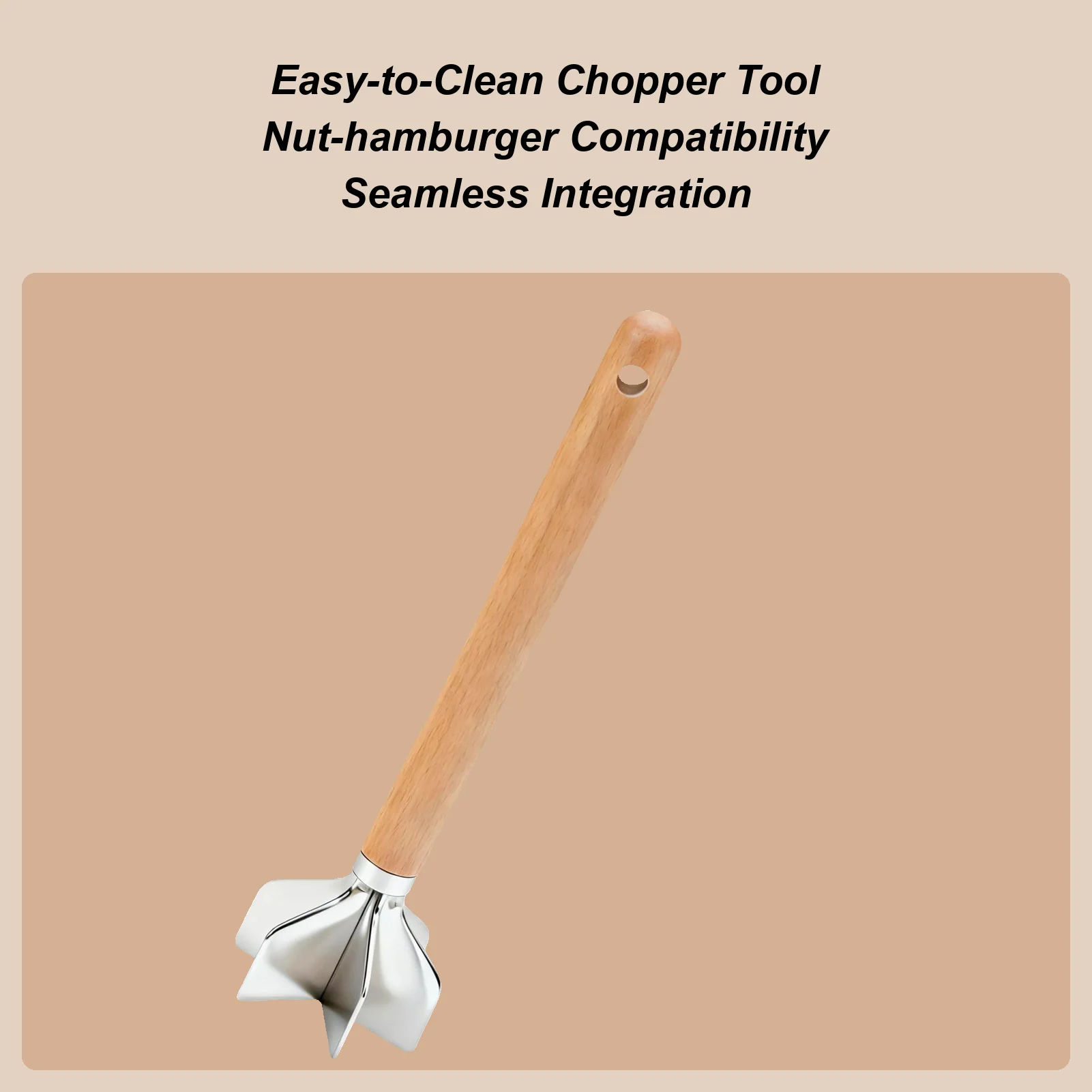 

Ground Meat Smasher Food Grinder With Wooden Handle Non-Stick Food Masher For Meat Vegetable Potato Chicken Beef Nut Kitchen