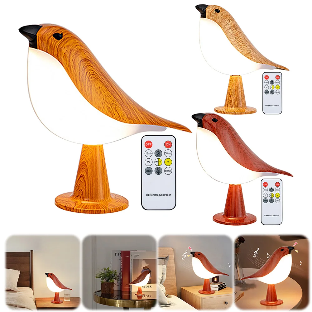 Lámpara de escritorio pequeña, lámpara de noche inalámbrica recargable con Sensor táctil, lámpara de colibrí para dormitorio, mesita de noche