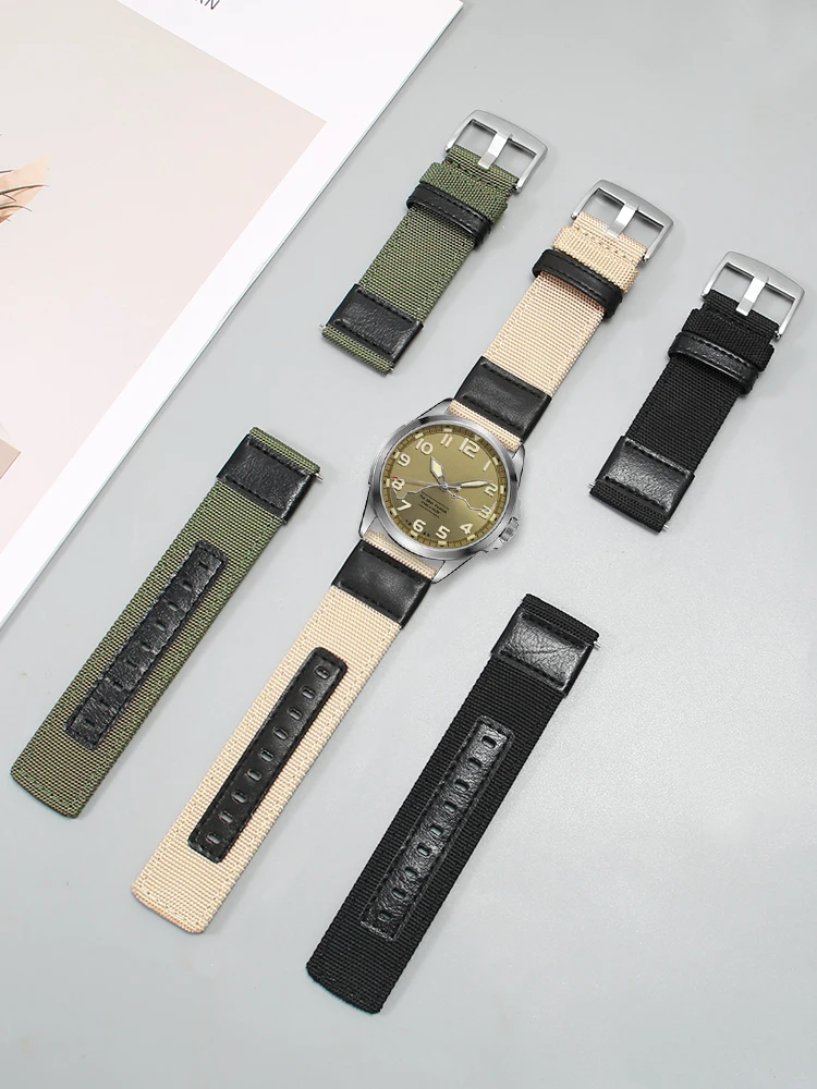 Strap Is Suitable for Haiou Volunteer May Fourth Military Watch 6109/6106/6107 Khaki Nylon Watch Strap 24mm.