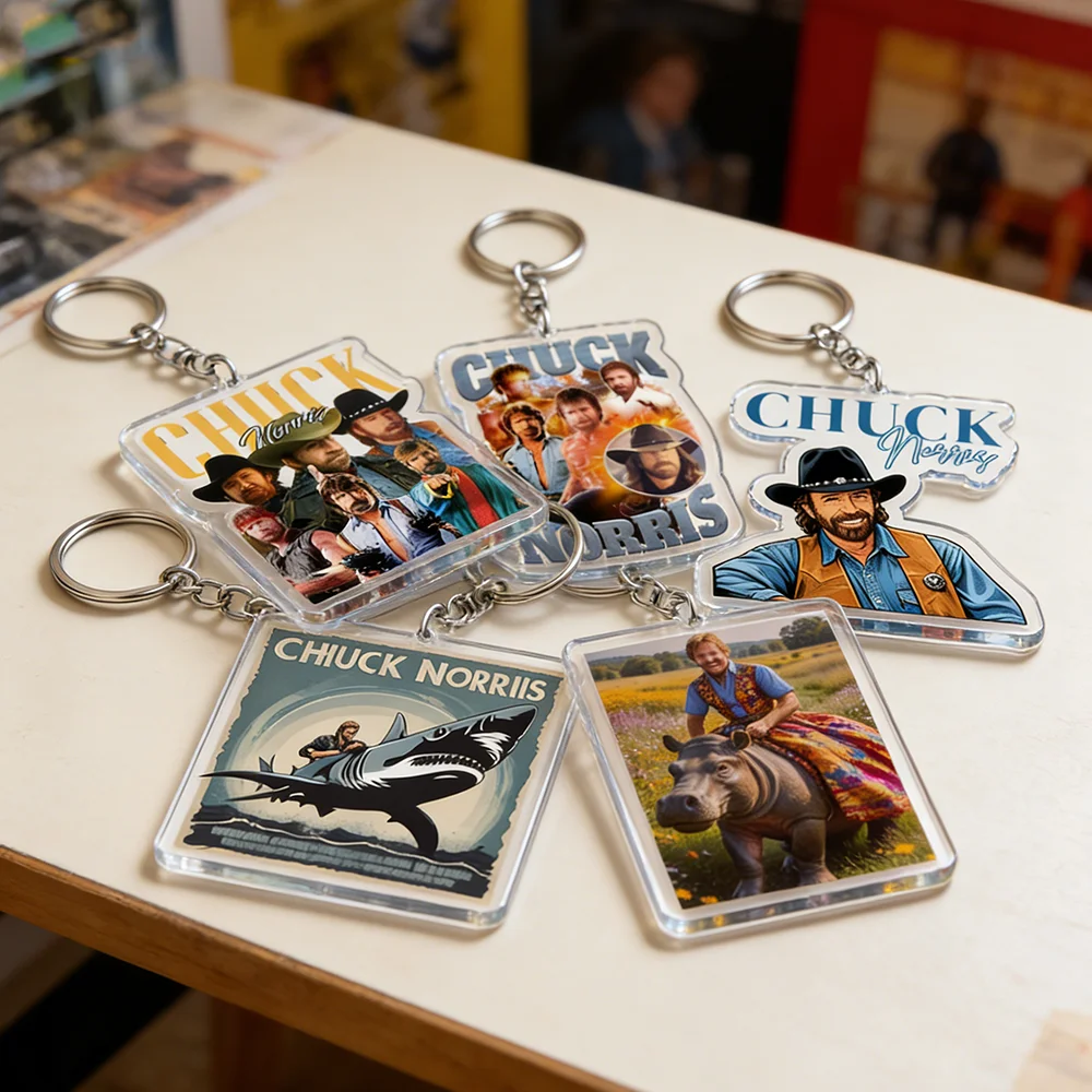 Funny Chuck Norris Meme Keychains for Accessories Bag Charm Walker Martial Arts Keyrings Jewelry Friends Birthday Gifts