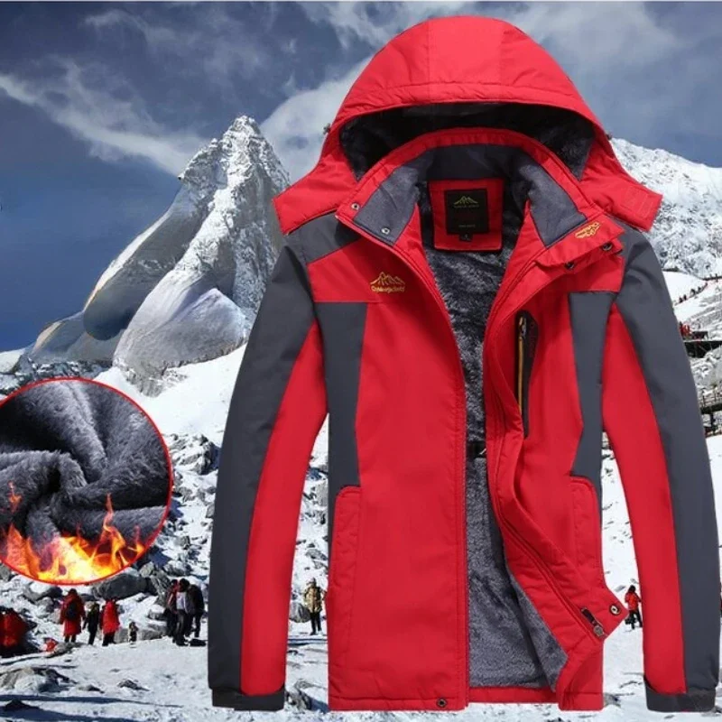 Imagem -01 - Jaquetas ao ar Livre Casal Mais Veludo Grosso Montanhismo Terno para Mulheres dos Homens Cabolsa Térmico Impermeável à Prova de Vento Lazer Roupas Esportivas jaquetas ao ar livre casal mais veludo grosso montanhismo terno para mulheres dos homens cabolsa termico impermeavel a prova de vento lazer roupas esportivas 01