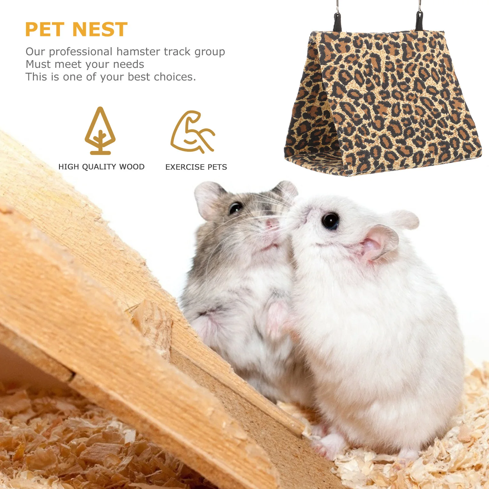 

Hanging Hamster Cage Leopard Print Warm Comfortable Pet Nest for Small Animals Bed House Mat Ideal for Sofa Car Floor Use Small