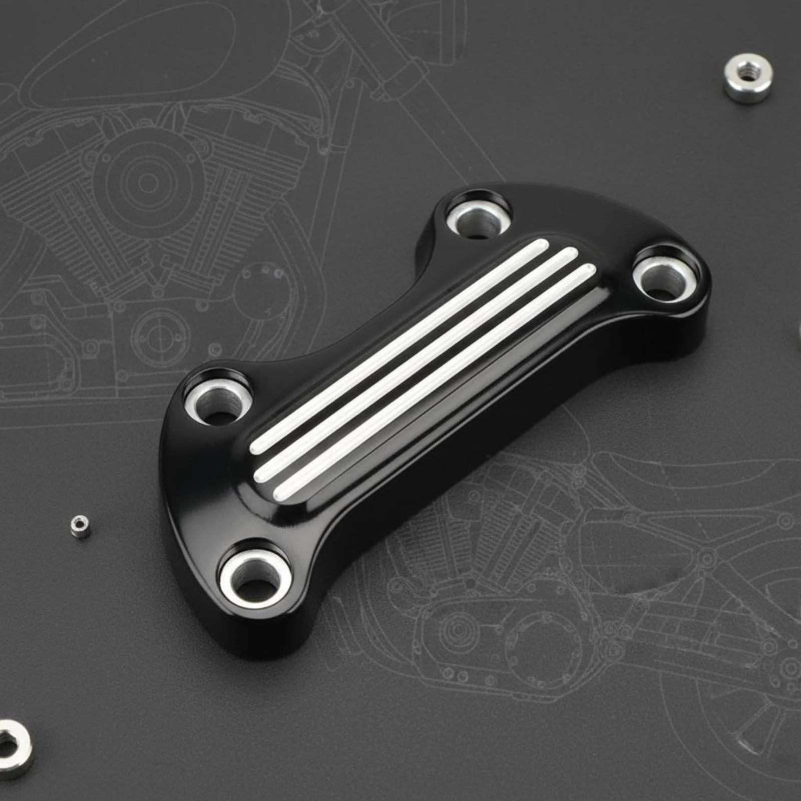 

Motorcycle Handlebar Riser Cover 4 Mounting Holes Handlebar Top Clamp Cover Polished Shiny Finish Anodized