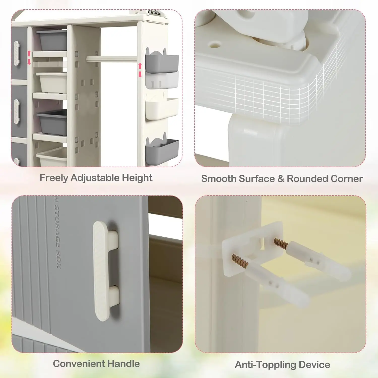 Armoire de rangement pour olympiques d'enfants, armoire de simulation pour enfants, Cisco à armoire ouverte avec bacs de rangement, étagères, bas latéral