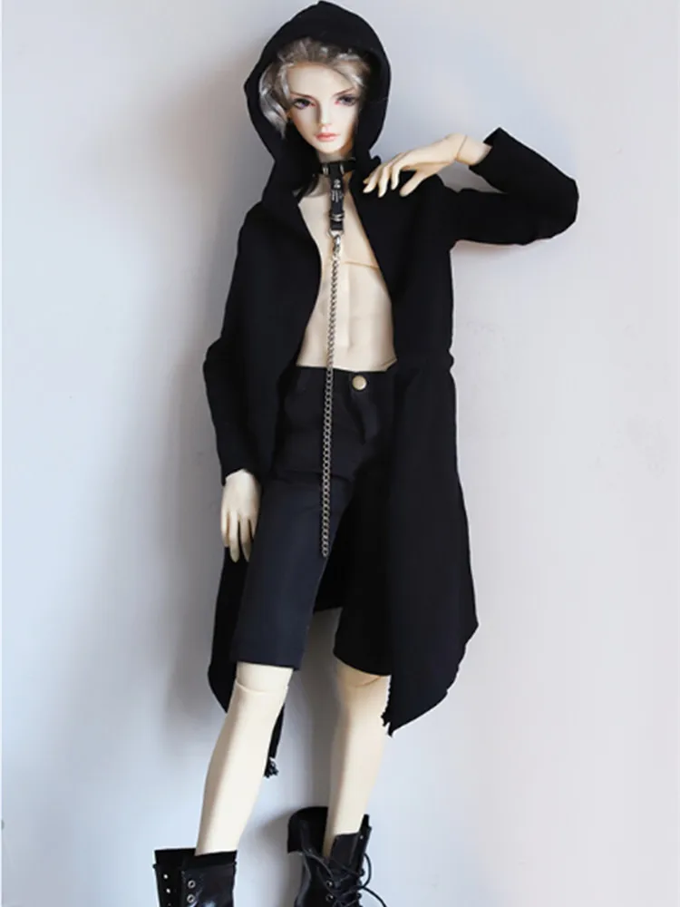 Black Drawcord Cape Hoodie Coat for 1/6, 1/4 ,1/3 SD17 Uncle Customized BJD Doll Clothes CMB318