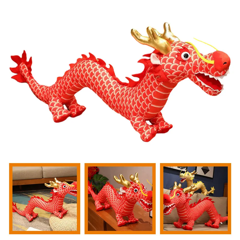 

Chinese Style Dragon Stuffed Cartoon Mascot Adorable Chinese New Year Decoration Lovely Dragon Ornament Cozy Home Festival Gift