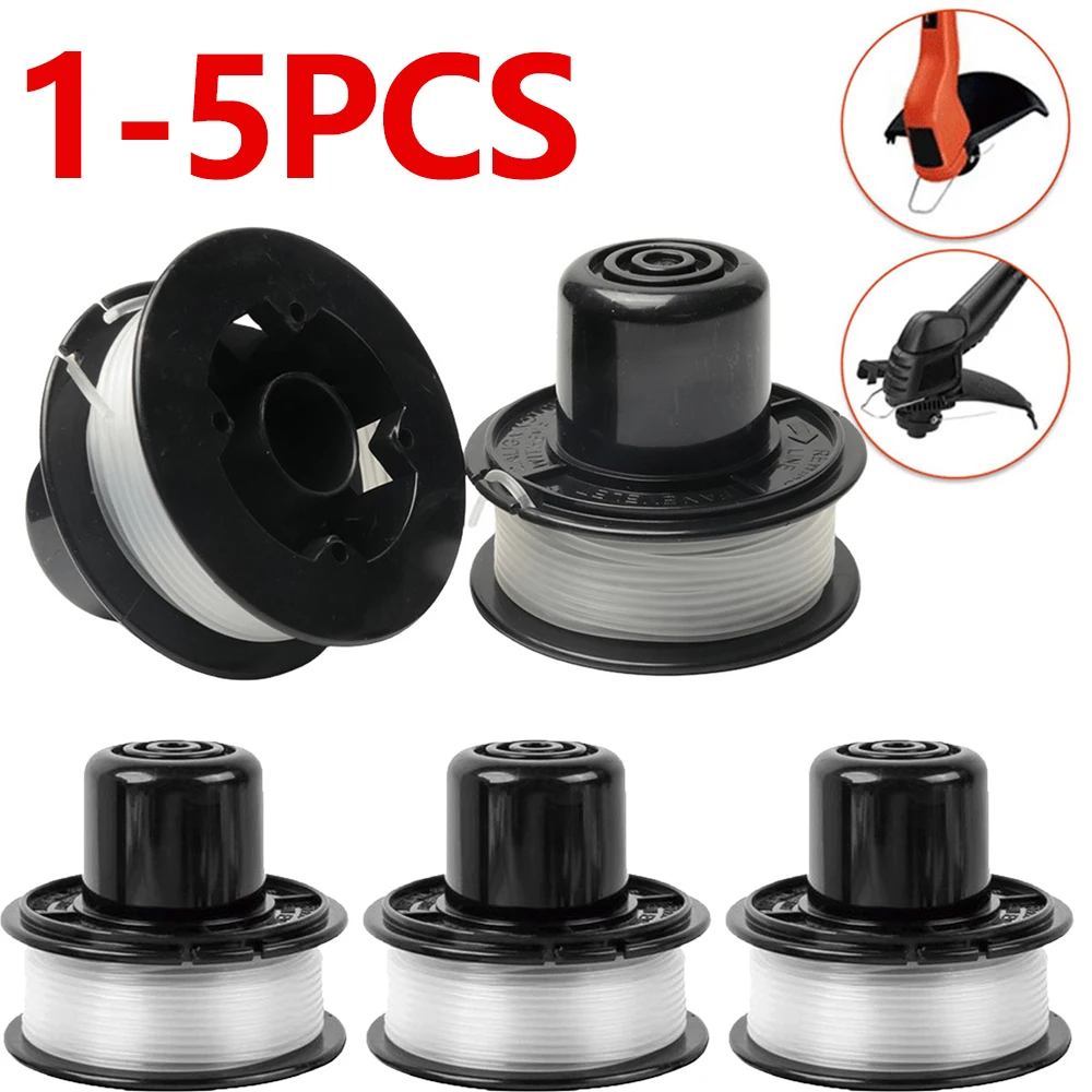 1-5pcs Spool and Cap Combo 20ft String Trimmer Line Replacement Spools with Trimmer Line Cap and Spring Trimmer Spool for Decker