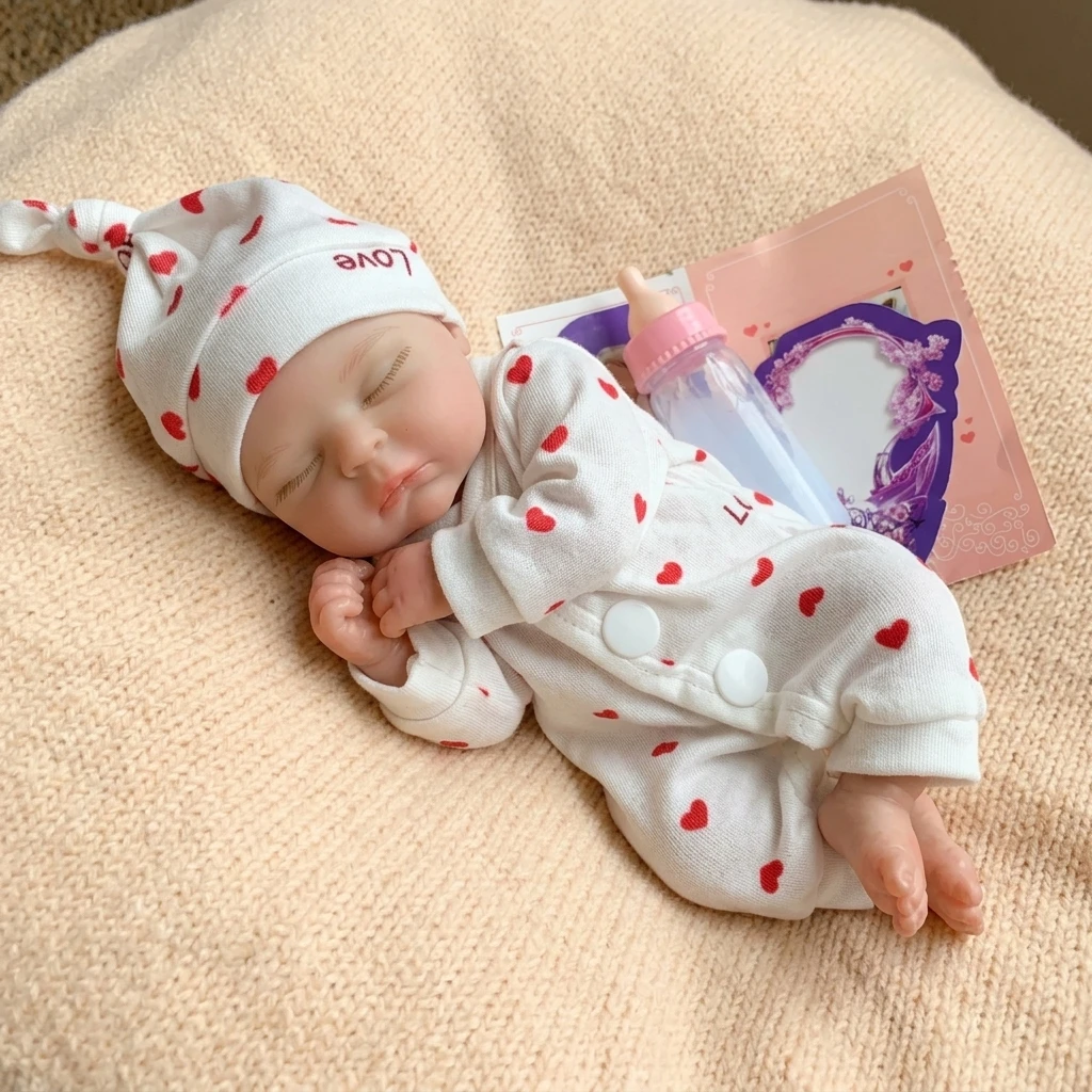 8 Inch Full Body Solid Silicone Reborn Baby Doll Peaches Hand Painted 3D Skin Texture Lifelike Soft Touch Bebe Collectible Art