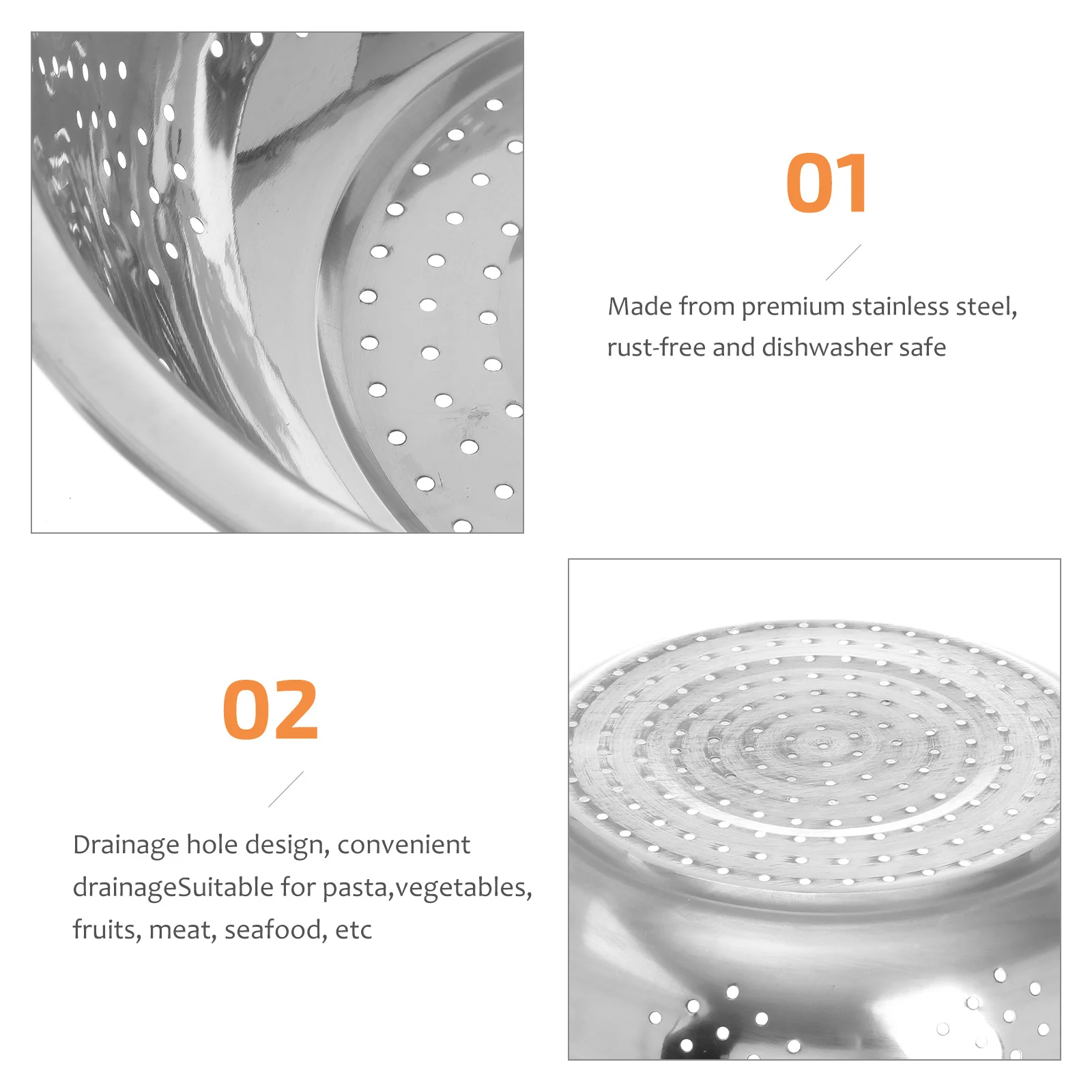 

Stainless Steel Vegetable Basin Kitchen Drain Basket Fruit Washing Sink Large Capacity Dish Drainage Rust Free Thicken