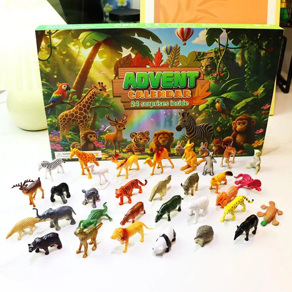 Christmas Countdown Calendar Tearable Box Animal Construction Vehicle Children's Gift 24-Day Digital Countdown Calendar 2026 New