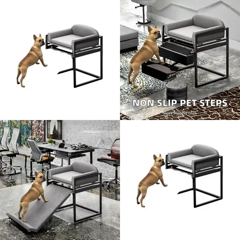 Non-slip iron modern pet stair ramp with seat for small dogs - suitable for living room and home office use