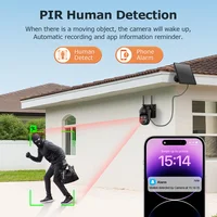 SHIWOJIA 3K 5MP 4G SIM Camera Solar Panel Security PTZ Camera Night Vision PIR Human Detection Surveillance Solar Battery Camera 3