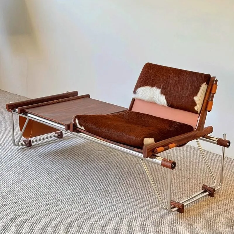 Medieval Leisure Chair Premium Retro Bench Bauhaus Designer Milk Cowhide Coffee Book Chair Study Balcony