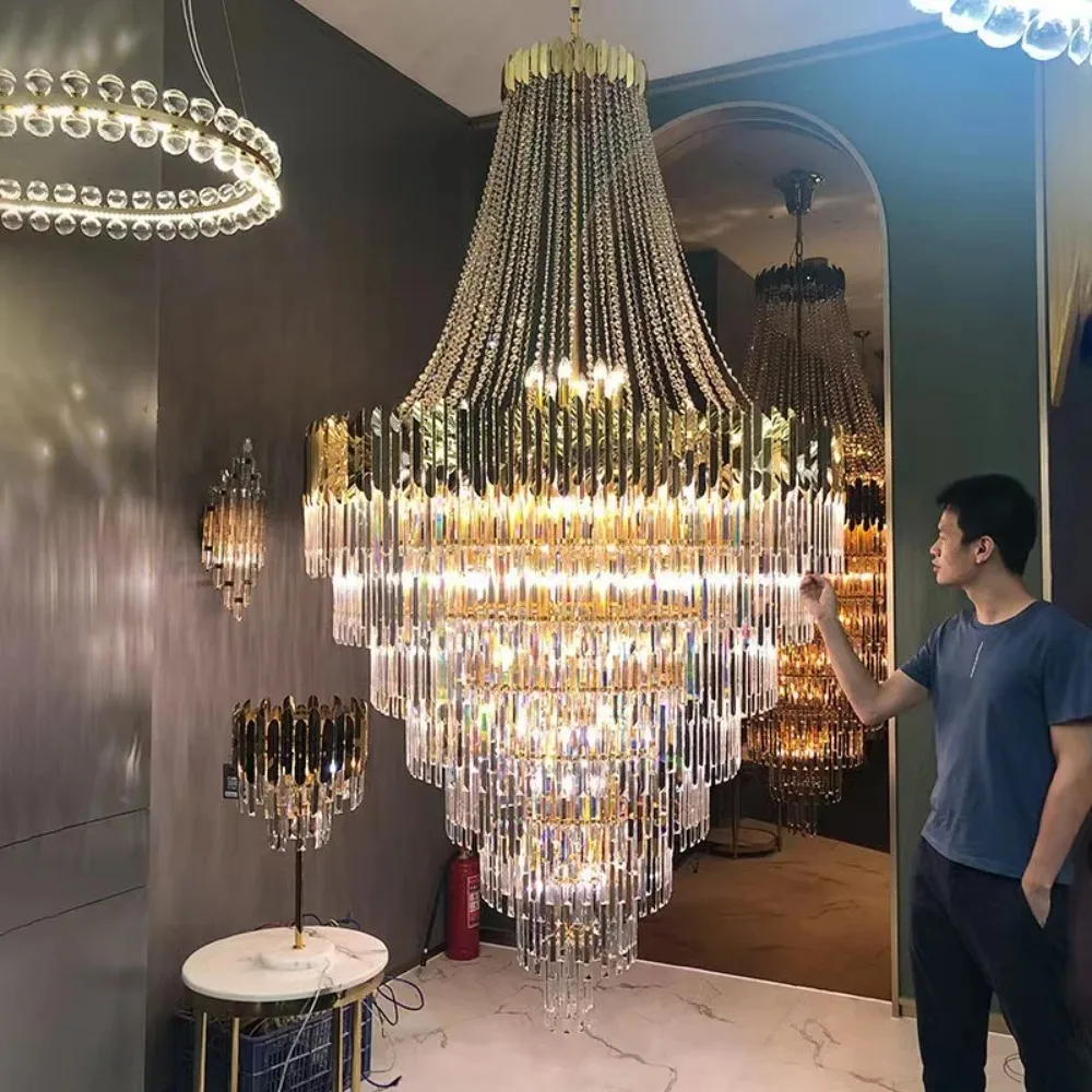 Gold Silver Desinger Dimmable LED Hanging Chandelier Lighting Pendant Lamps Lustre Suspension Luminaire Lampen for Staircase