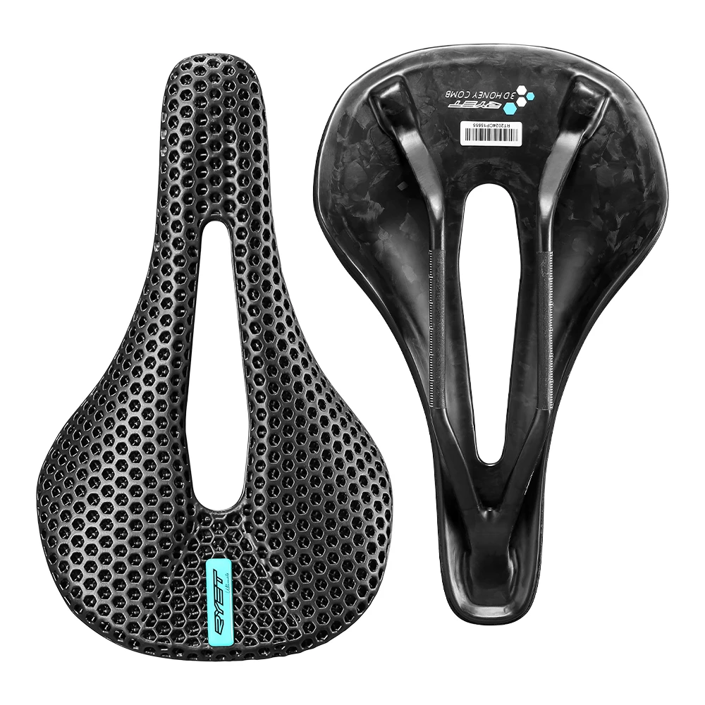 AliExpress 3D Printed Carbon Fiber Saddle RYET 140mm 7x9mm Rail Ultralight Hollow Short Nose Breathable Comfort Seat for MTB Racing Cyclist