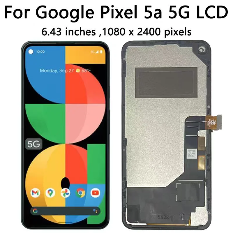 6,34-calowy wyświetlacz LCD z ekranem dotykowym i digitizerem do Google Pixel 5a 5G G1F8F do wyświetlacza Pixel 5A 5G G4S1M z ramką — zdjęcie produktu 3