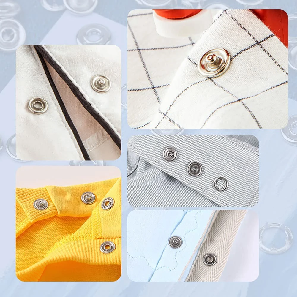 50 Sets 9.5mm Metal Silver Snaps Buttons Open Prong Snap Button Snap Fasteners Kit for Jeans, Fabric, Baby Clothing, DIY Craft - Image 6