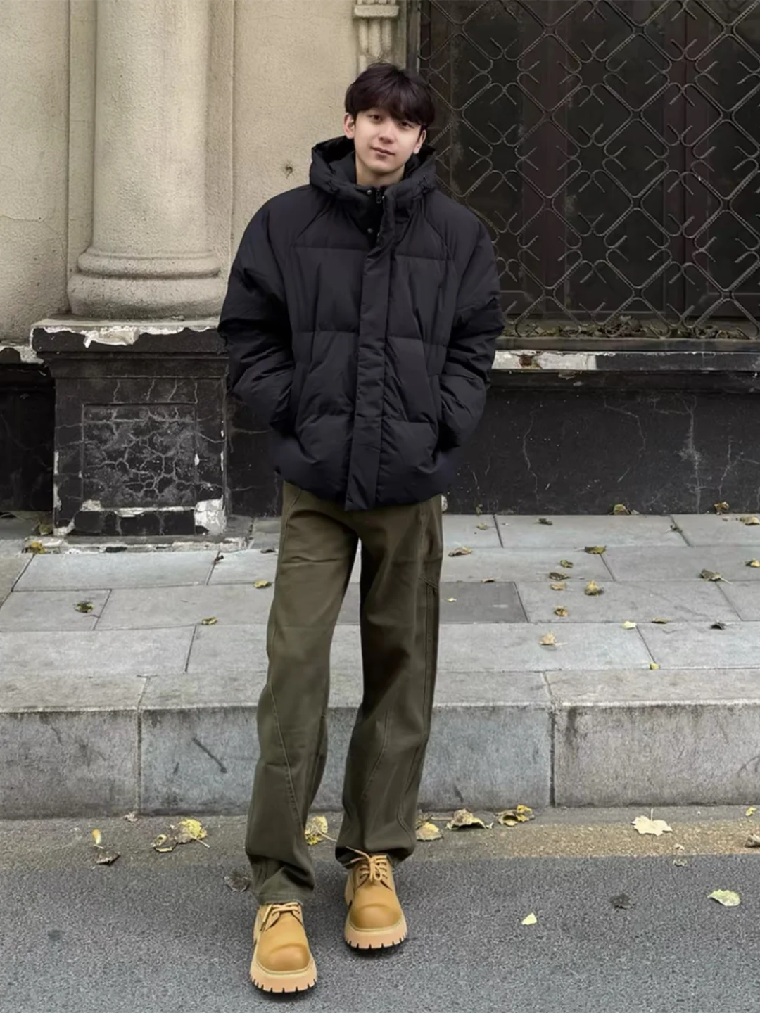 

Cleanfit Men's Hooded down Jacket Black Thickened Warm Cotton Coat American Three-Proof Cotton Padded Coat Outdoor City Casua...