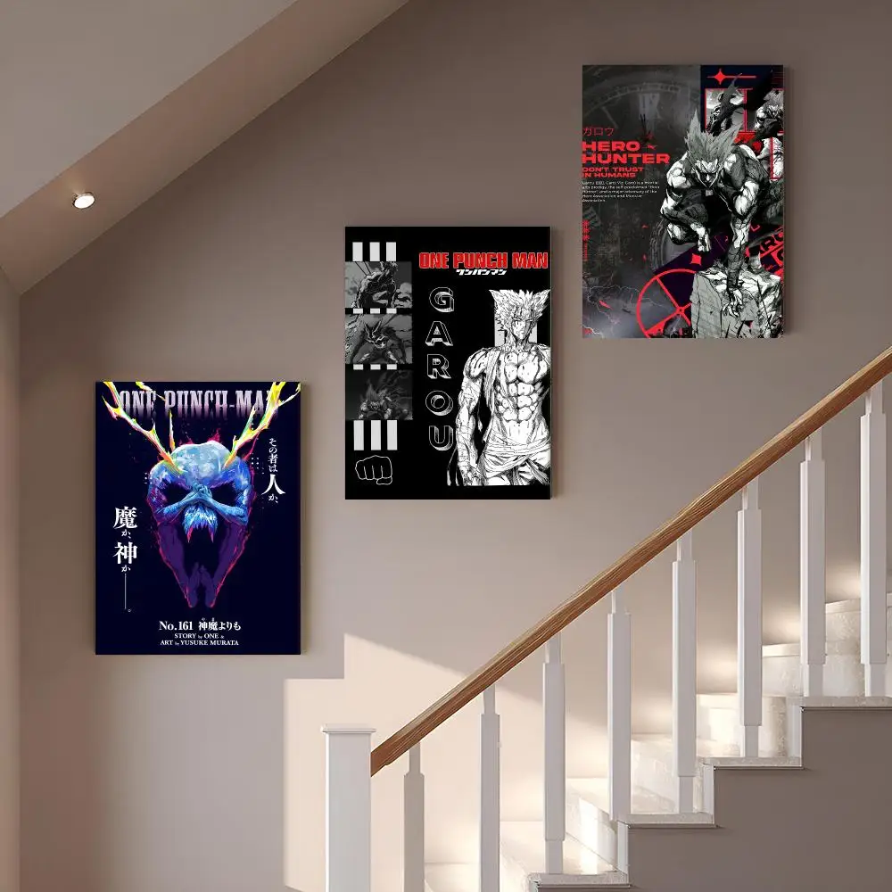 Epic Anime O-One-Punch Man Garou Framed Wall Painting Vintage Framed Wall Art Poster Canvas Elegant Home Decor Painting