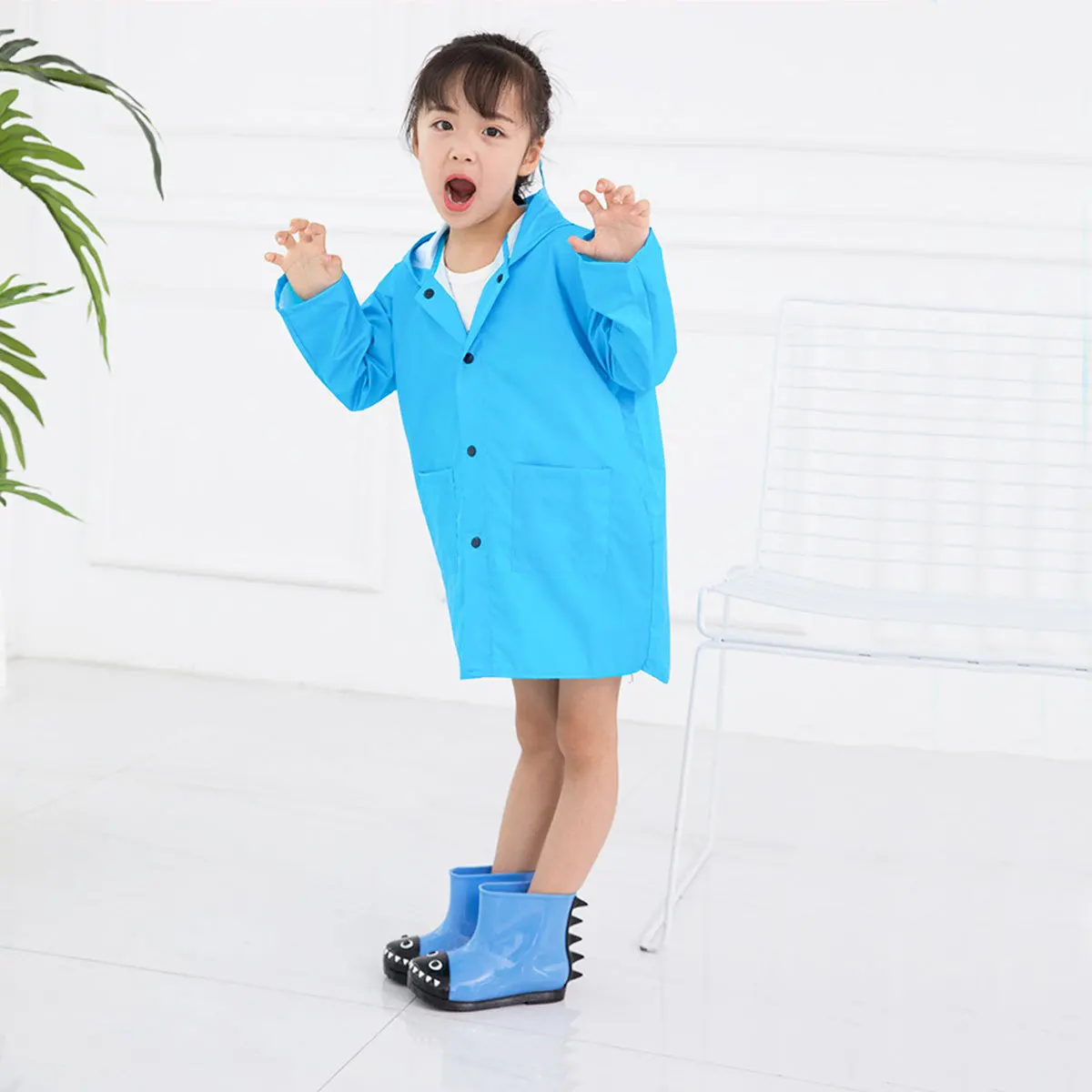 

1Pcs Blue Xl Dinosaur Raincoat Waterproof Lightweight Reusable Rain Poncho Portable Outdoor Rainwear for Travel Play
