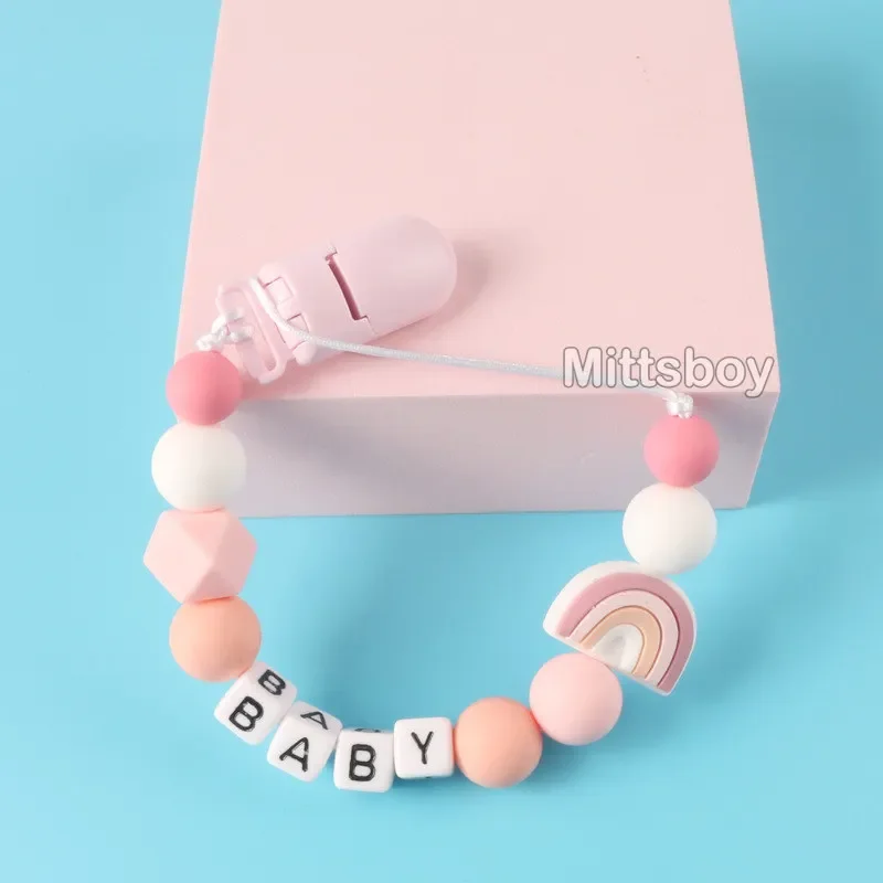 Custom Handmade Silicone Rainbow Pacifier Clip Gift