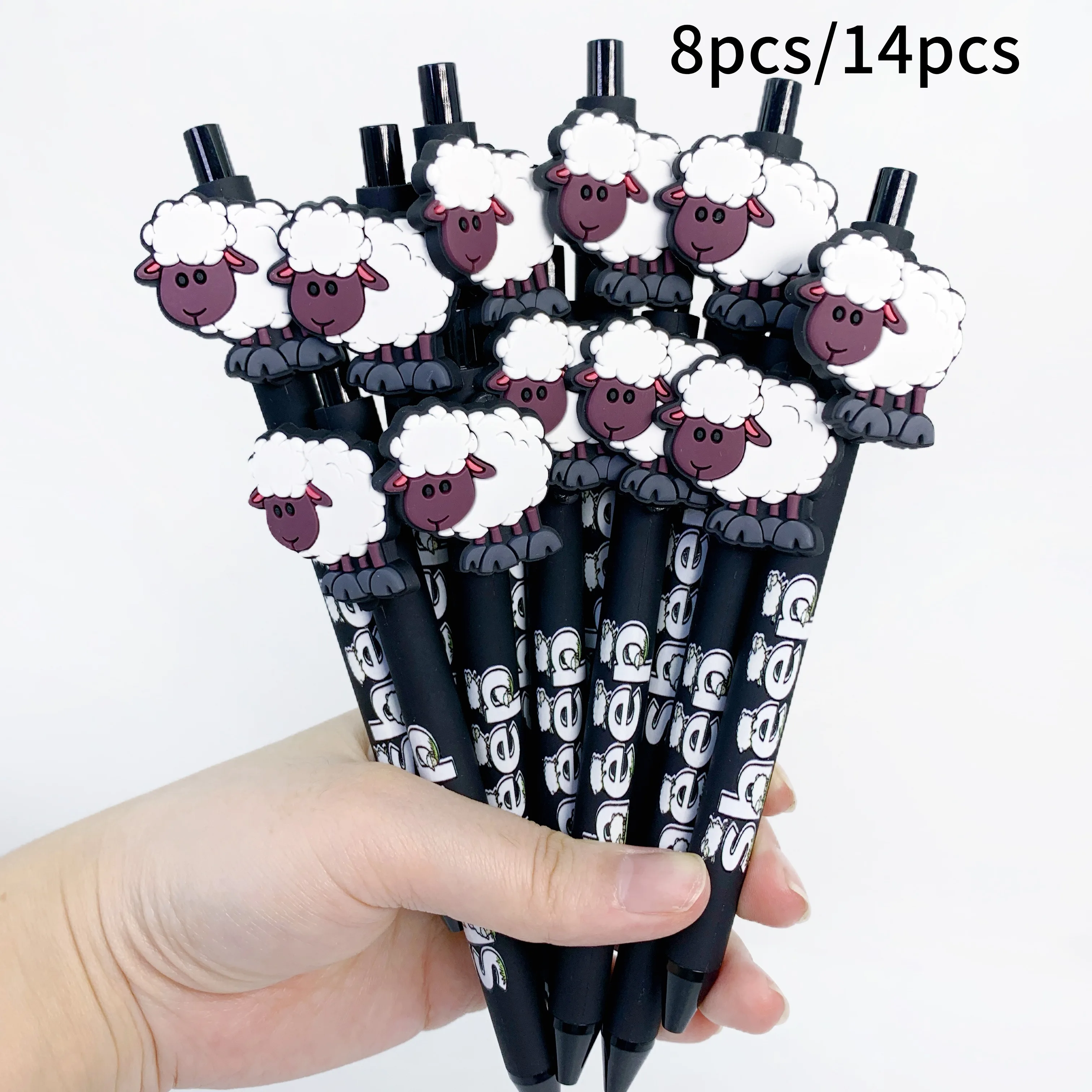

8 шт./14 шт. черные ручки для подписи овец, выдвижные шариковые ручки для студенческих канцелярских принадлежностей