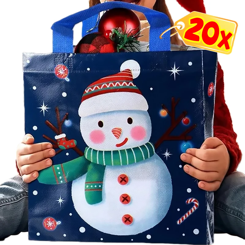 

Wholesale Christmas Santa Claus Snowman Handbag Gift Bags Non-Woven Kids Candy Gifts Packaging Bag New Year Party Decor Supplies