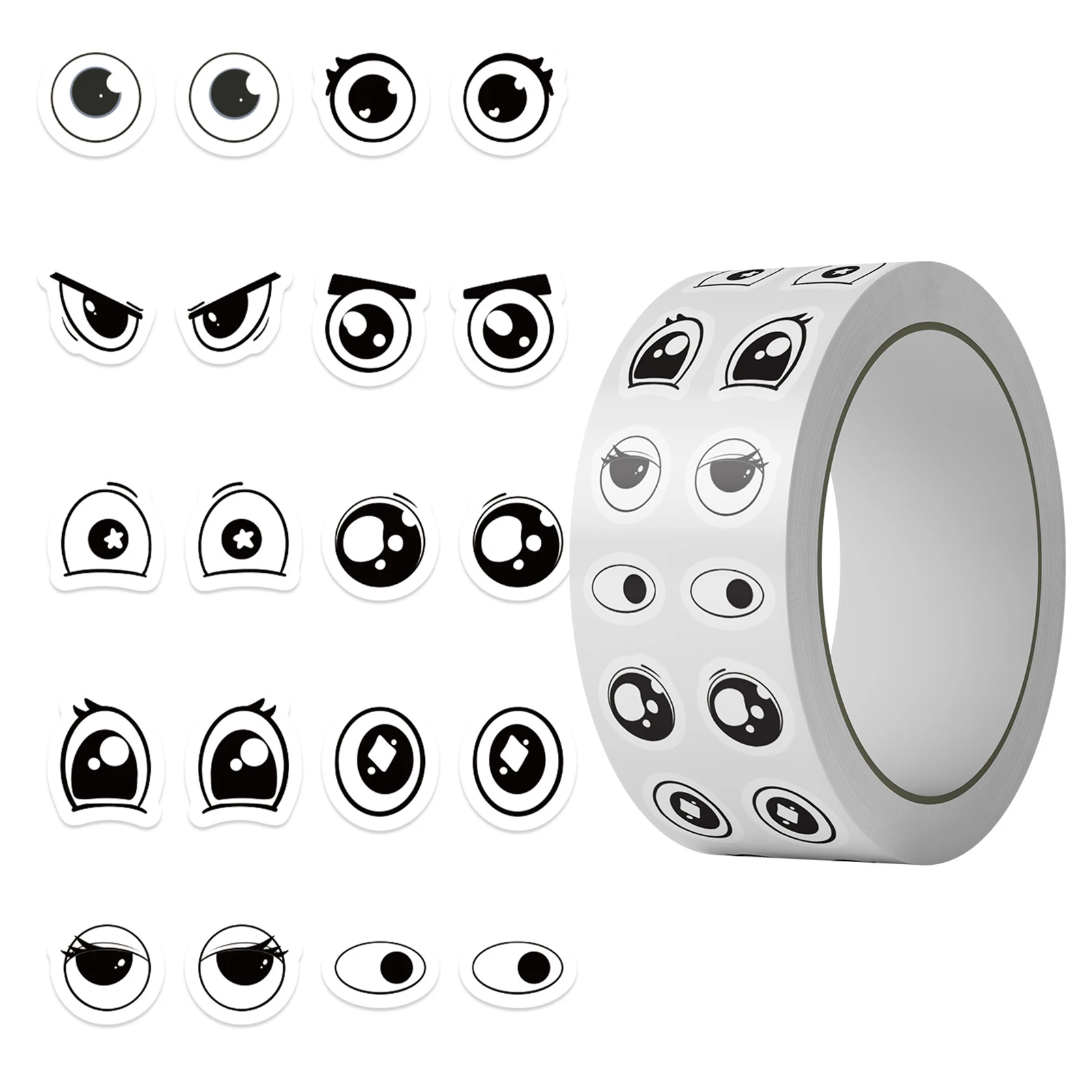 500 Sheets/roll Cute Cartoon Eye Expressions Decal Little Expressions Eye Stickers For Kids Girls Stationery Decoration