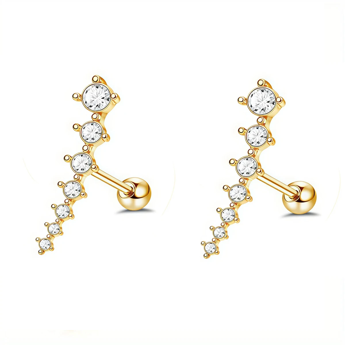 EVISPOL 2Pcs 16G Stainless Steel Screw Back Stud Earrings for Women, Cubic Zerconia Cartilage Conch Helix Ear Piercing Jewelry image 6