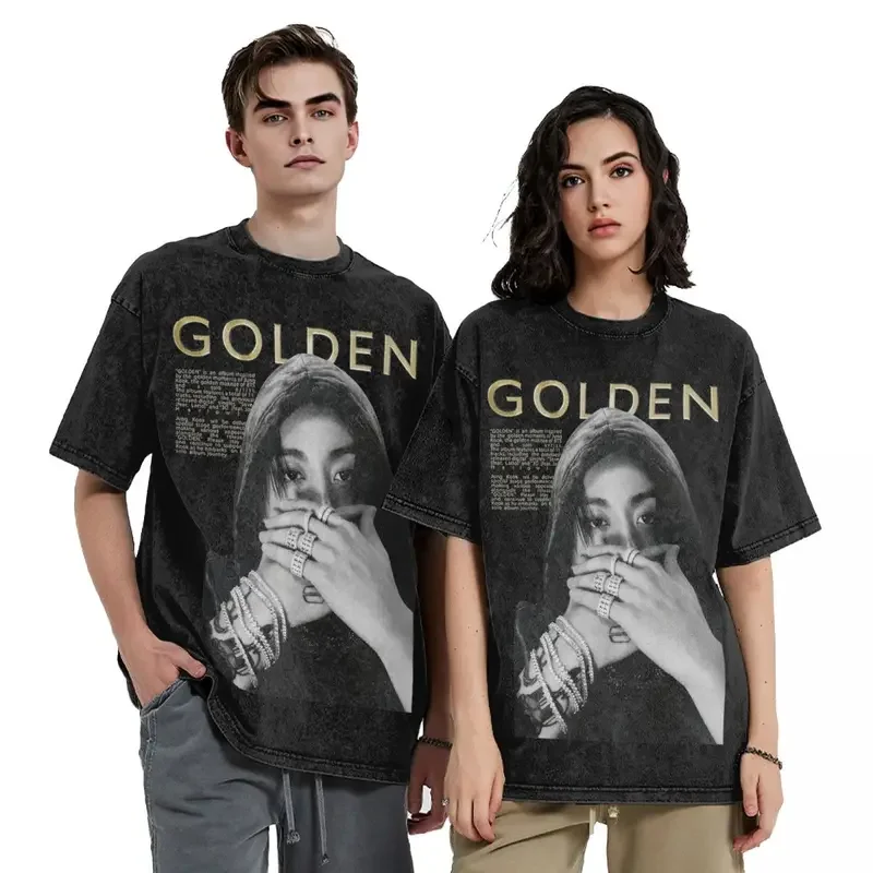 Washed T shirt golden moments jungkooks hip hop T-shirt oversize streetwear short sleeve graphic tops tee shirt men women